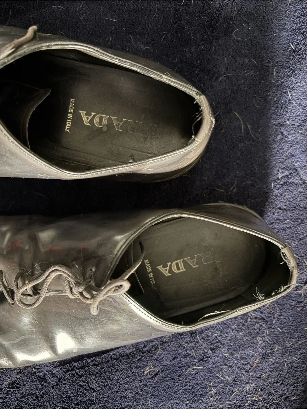 Prada Gray Leather Lace-Up Oxfords